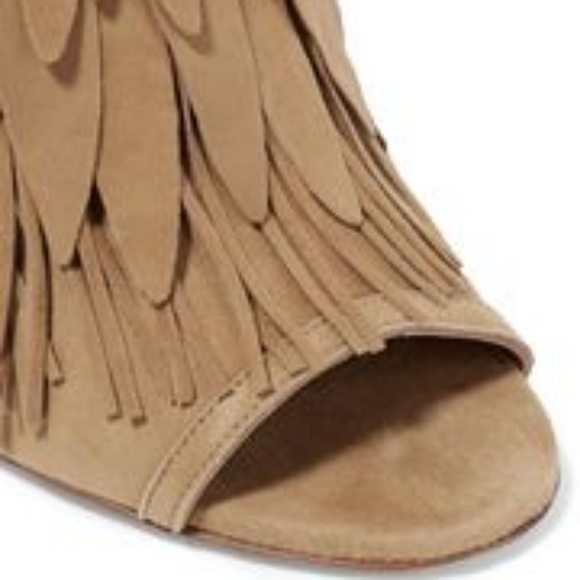 Aquazzura Fringed Suede Sandals - Tan (In Box) - Picture 4 of 4